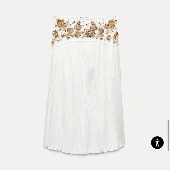 Zara $129 Embellished Jeweled Midi Skirt ZW Collection Size Small NWT - Picture 7 of 11